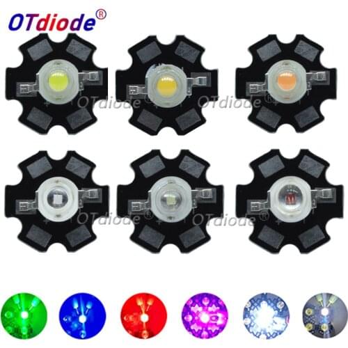 100pcs 1W 3W High Power LED Full Spectrum White Warm white Green Blue Deep Red 660nm Royal blue IR UV With 20mm Black Star PCB