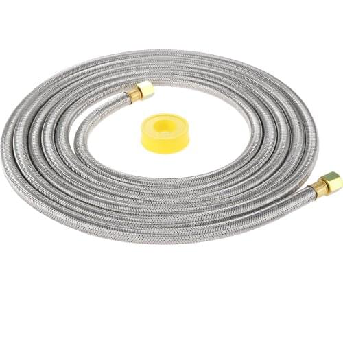 1kit 16Ft Stainless Steel Braided BBQ Grill Extension Propane Hose 3/8 Female Flare Gas Nuts Threads Gas Line Pipe Thread Tape