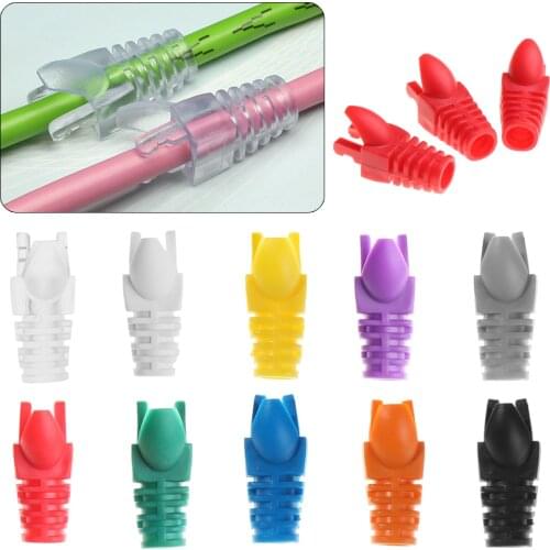 20Pcs Multi-color Cable Protective Case CAT5e Crystal Head Network Plug Socket Boot Cap Sleeve RJ45 Connector Jacket Parts