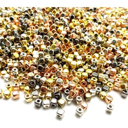 200Pcs/Lot 4mm Acrylic Plated CCB Square Seed Space Beads for Jewelry Making DIY Bracelet Necklaces