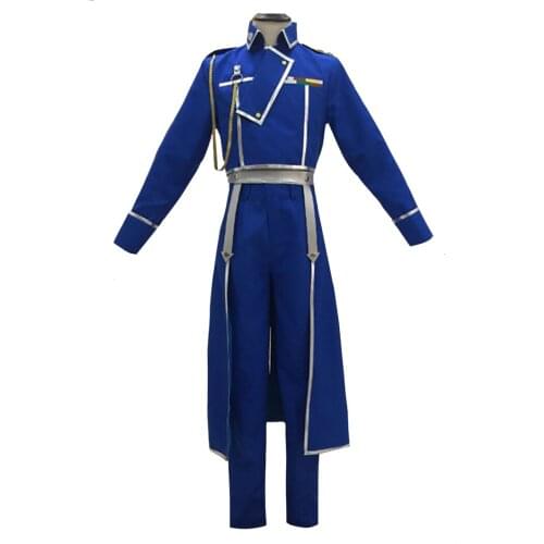 2019 Full Metal Alchemist Roy Mustang Cosplay Costume Military Uniform Suit