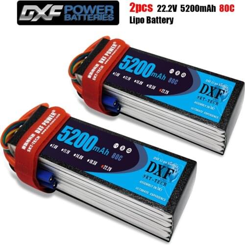 2020 DXF 2PCS lipo battery 6S 22.2V 5200mah 80C Max 160C Toys & Hobbies For Helicopters RC Models Li-polymer Battery