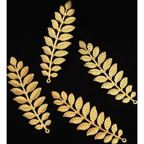 2020New 100Pcs Long Leaves Iron Button for DIY Jewelry Earring Pendants or Antique Hair Accessories BT30