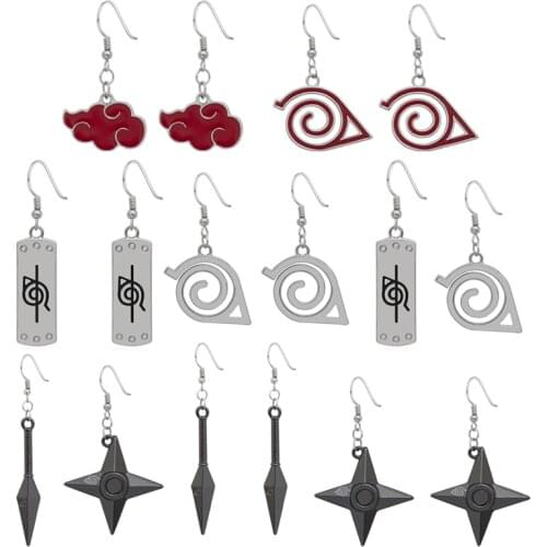 8 Style Anime Cosplay Jewelry Akatsuki Organization Enamel Red Cloud Earring Drop Earrings For Women Men Accessories