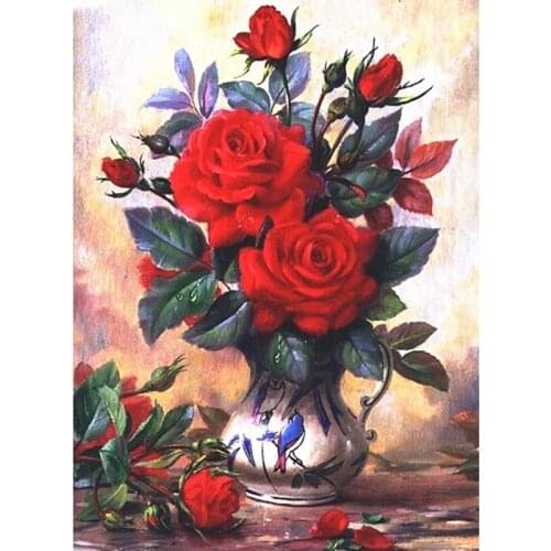 Diamond Painting Flower Cross Stitch Full Square Diamond Embroidery Floral Pictures Of Rhinestone Diamond Mosaic Home Decoration