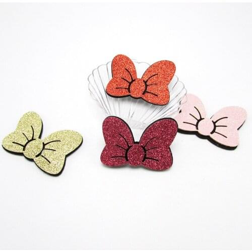 30pcs/lot Glitter bow padded Appliques for DIY hair clip Accessories Craft Handmade Decoration
