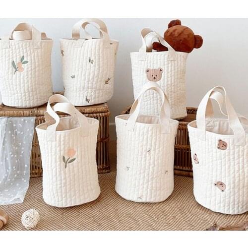 Botique Baby Bags 2021 New Cute Embroidery Diaper Bag Fashion Cart Storage Cotton Mommy Bag