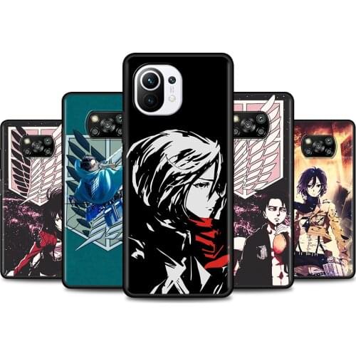 Caso For Xiaomi Poco X3 NFC M3 Pro M3 F3 F1 Para for Mi Note 10 Pro Case For Mi Poco F3 X3 GT anime Attack On Titan girl
