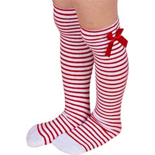 1 Pair Hot Cute Kids Girls Sweet Princess Bowknot Striped Boot Stocking Winter Knee High Warm Children Stockings