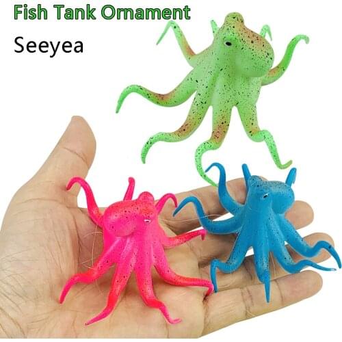 Octopus Ornament Fluorescent Artificial Octopus Aquarium Ornament With Suction Cup Fish Tank Decoration Aquario Accessories