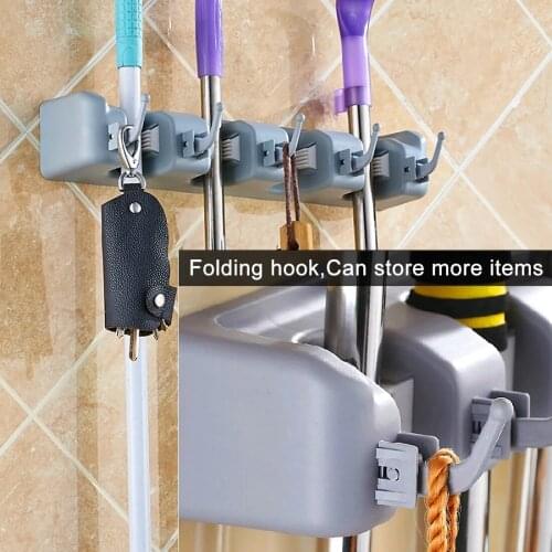 Wall Mount Rust Proof Broom Holder with Hook Stainless Steel Mop Clips Brush Storage Hanger Heavy Duty Hanging Space Saving Rack