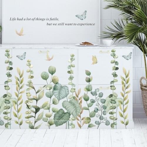 DIY Green Plant Home Decoration Wall Sticker Skirting Line Wall Decals Nordic Style Poster Wallpaper