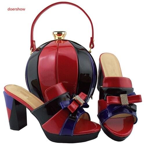 Doershow l Italian Shoes with Matching Bags Shoes and Bag Set African Sets 2018 African Women Italian Shoes and Bag Sets SBL1-29