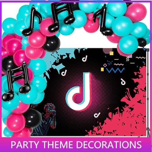 Backdrop Personalized Name with A Marker Music Birthday Party Ballons Decorations,Large Birthday Photography Backdrop