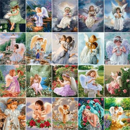 HUACAN DIY Painting By Numbers Angel Hand Painted Paintings Art Drawing On Canvas Gift Pictures By Number Girl Kits Home Decor