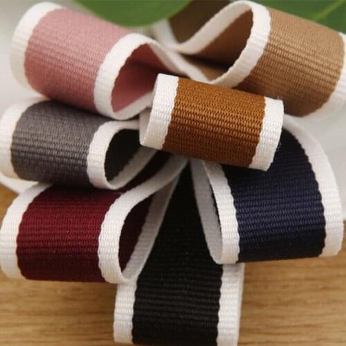 Kewgarden DIY Bowknot Denim Satin Ribbon White Edge Polyester Ribbons 25mm 1" 38mm 1.5" Handmade Tape Accessories 10 Yards