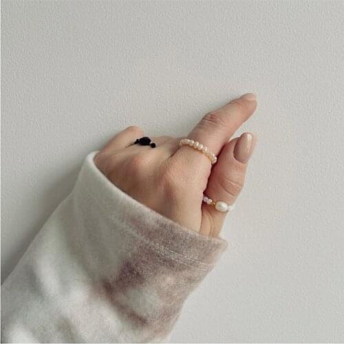 Freshwater Pearl Beads Rings for Women Handmade Adjustable Natural Stone Chrismas Gift Rings Party Gift for Girls