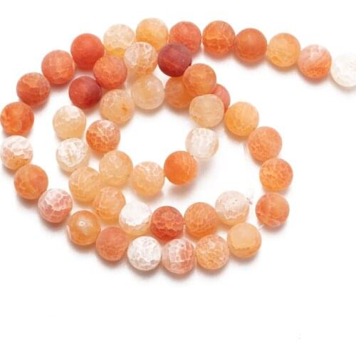 Wholesale Matte Natural Cracked Orange Red Agates Beads Fire Dragon Veins Beads 6 8 10mm for Jewelry DIY Bracelet Necklace