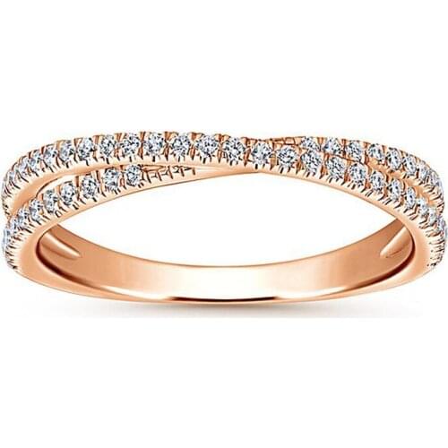 Megin D New Classic Office Simple Intersect Full Zircon Copper Rings for Men Women Couple Friend Fashion Design Gift Jewelry