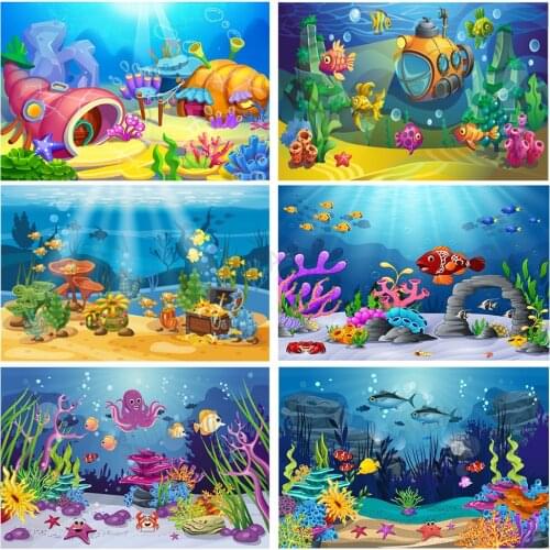 Sea Ocean Seabed Underwater Backdrop Photography Coral Fish House Baby Shower Birthday Party Background for Photo Studio Shoot