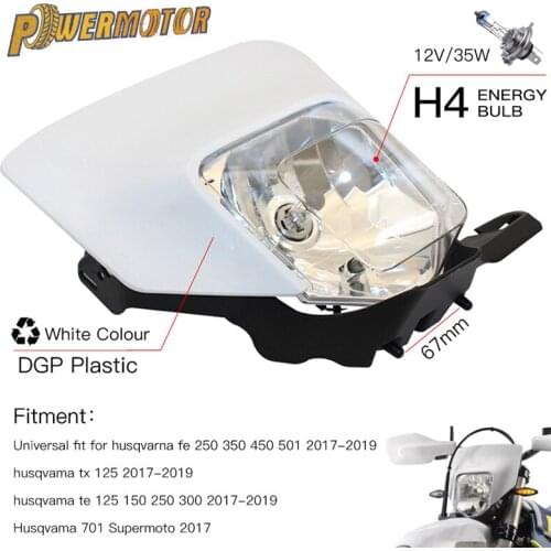 Motorcycle H4 White Headlight Headlamp Head Light Lamp Supermoto Fairing For HUSQVARNA TE FE 2018 17 MX Enduro Dirt Bike