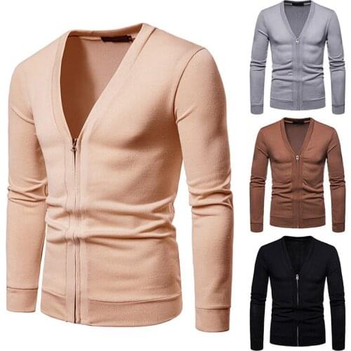 MRMT 2021 Brand New Mens Jackets Sweater Large-size Zipper for Male V-neck Knitted Sweater Jacket Clothing