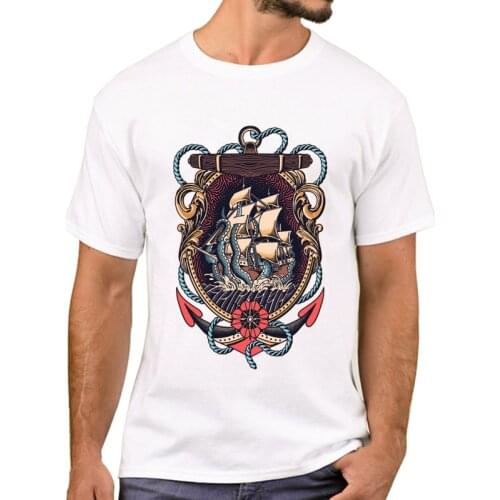 TEEHUB Hipster Retro The Kraken Men T-Shirt Funny Octopus Ship Printed T Shirts Short Sleeve Tshirts Sea Monster Cool Tee