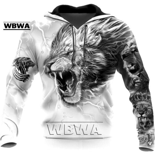 Lion Tattoo 3D All Over Printed Mens hoodies Harajuku Streetwear Fashion Hoodie Unisex Autumn Jacket Tracksuits Drop shipping
