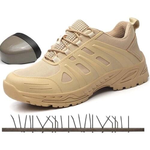 Men Outdoor Steel Toe Cap Safety Shoes Lightweight Breathable Outdoor Sneaker Anti-smashing Anti-puncture Protective Work Boots