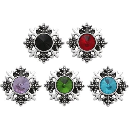 10pcs/lot New Snap Jewelry Crystal Snowflake Snap Buttons fit DIY 18MM Snap Bracelet&Bangles Jewelry New Year Christmas Gifts
