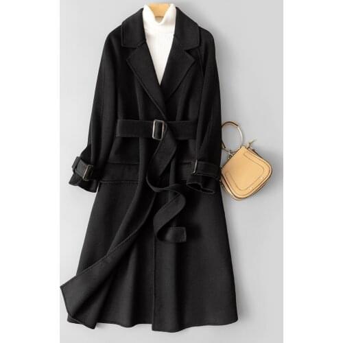 New Autumn and Winter in 2021 Korean Loose Wool Overcoat Womens Double Faced Cashmere Overcoat Womens Woolen