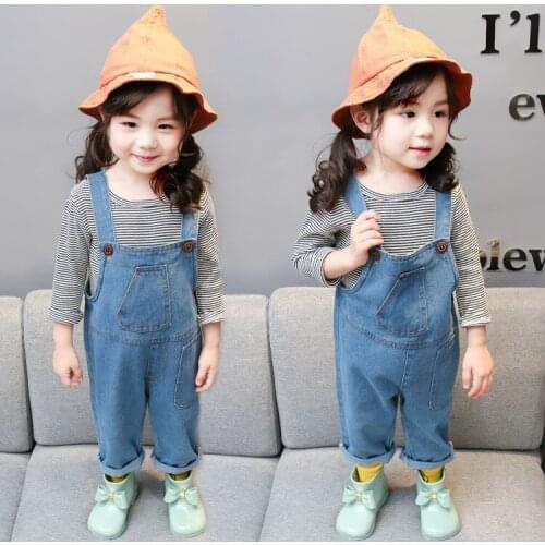 New Spring Girls Denim Pants Baby Overalls Kids Pants Boy Jeans Girls Kids Jumpsuit Girls Overall Jeans Bib Pants for Girls 2-6Y