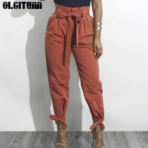 OLGITUM Women's Trousers Harem Pants