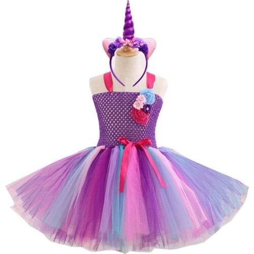Unicorn Party Dress For Girls Cosplay Costumes Dresses New Vestidos Kids Dresses Summer Wedding Photo Prop Dress 2-12 Years Old
