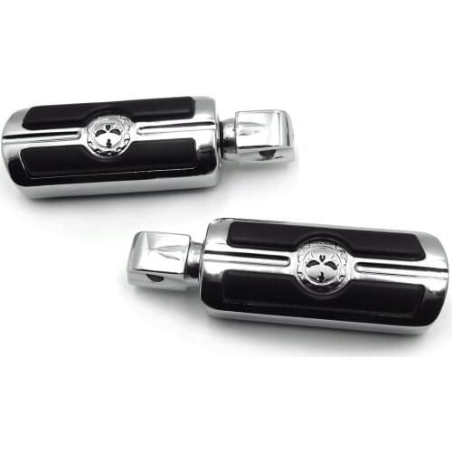 Motorcycle Parts Chrome Gear Skull Footpegs For Kawasaki Vulcan Suzuki REAR Marauder 1600 Yamaga Virago 250 Front