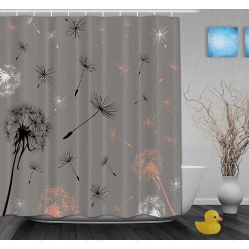 Custom Dandelions Flying In The Wind Gray Shower Curtains Waterproof High Quality Home Decrations With Hooks Bathroom Curtain