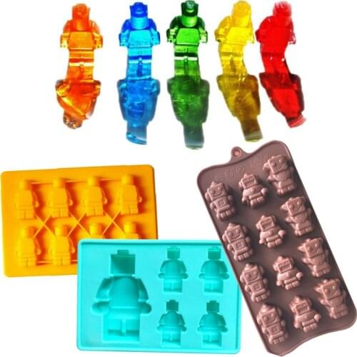 Robot Cake Tools Holes Mini Figure Robot Ice Cube Tray Mold Chocolate Cake Jelly Jello Silicone Mold Fondant Moulds