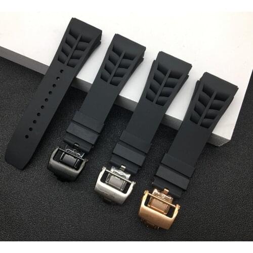 Luxury Soft silicone men Waterproof Natural Rubber Watchband Watch Strap For Richard And Mille belt band Bracelet wristband
