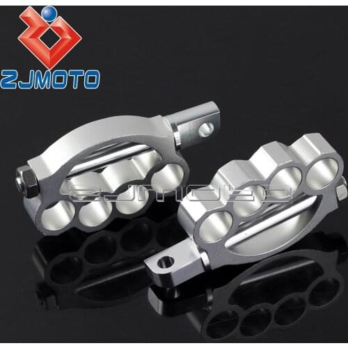 Silver CNC Aluminum Motorcycle Knuckles Foot Pegs For Harley Sportster Softail Dyna Touring Custom Male Mount Foot Rests Pedals