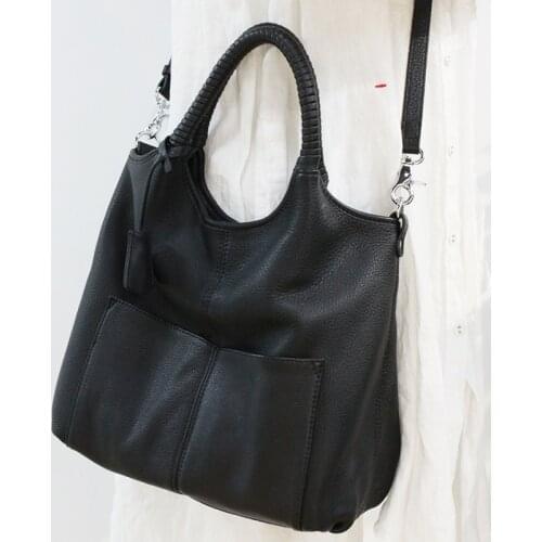 Womens bag Designer Handbags High Quality Soft Genuine Leather Tote Casual Solid Color Shoulder Crossbody Bag Female Black 2021