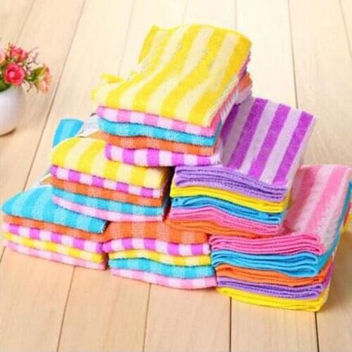 5Pcs Kitchen Dining Striped Wash Towel Absorbent Square Microfiber Dishcloths Cleaning Cloths Home & Garden Hot