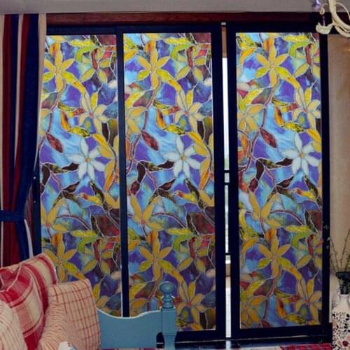 Safety decorative window films,pvc static cling stained privacy protective Thermal insulation glass stickers,magnolia