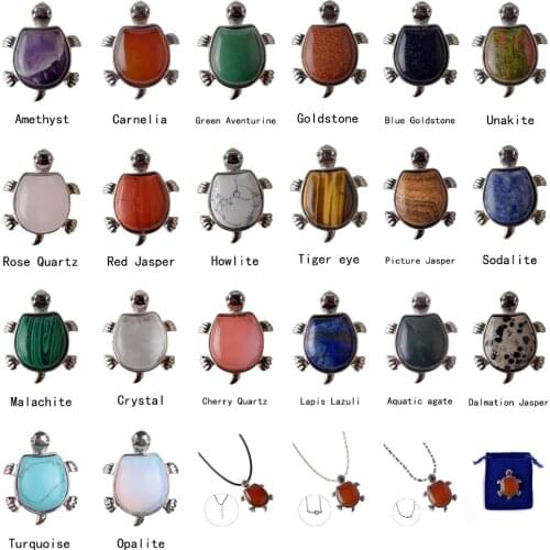 2018 Women Sweater Chain Necklace Natural stone tortoise Crystal Pendant Necklaces Jewelry Clothing Accessories Drop Shipping