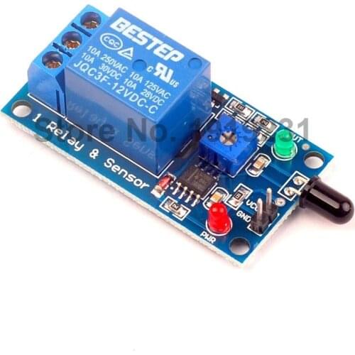 12V 1 Channel Flame Sensor Module Fire Detection Fire Alarm Sensor Relay Module
