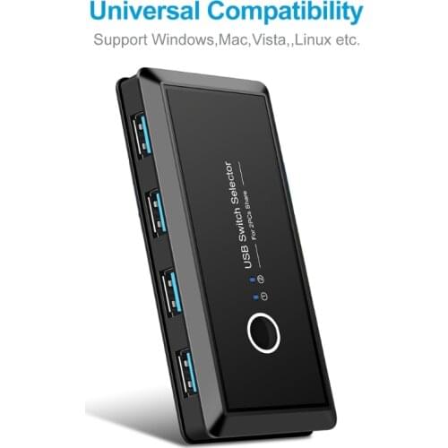 1 Set USB Switch Selector 2 Computers Sharing 4 USB Devices USB3.0 Adapter Switcher Hub for Mouse, Keyboard, Scanner, Printer