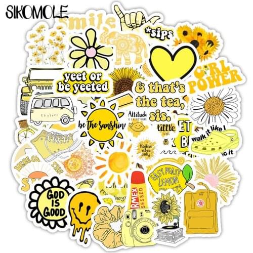 50PCS Cartoon Yellow INS Style Vsco Girl Stickers For Laptop Moto Skateboard Luggage Refrigerator Notebook Laptop Toy Sticker F5