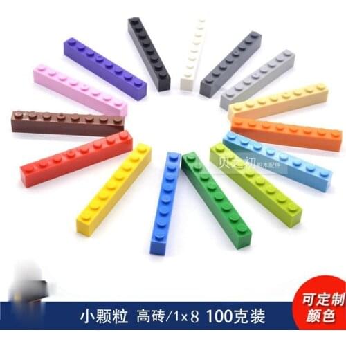 100g/pack Bulk Parts 1x8 Thick Bricks Building Blocks Plastic Plate MOC Figure Model Assemble Educational Toys for Children 3008
