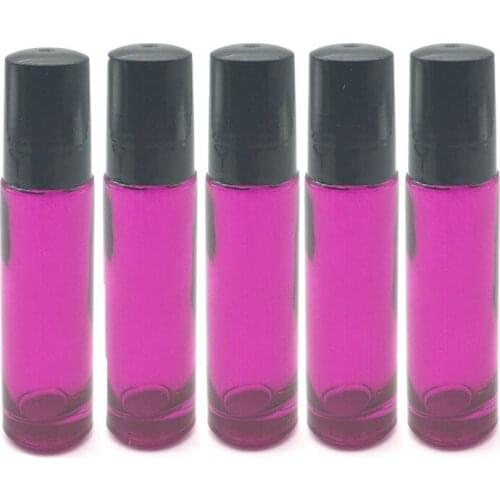 100pcs Empty Fragrance Perfume Rose-red 10ml Roller Glass Bottle Essential Oil Bottle 10cc Roll On Bottle