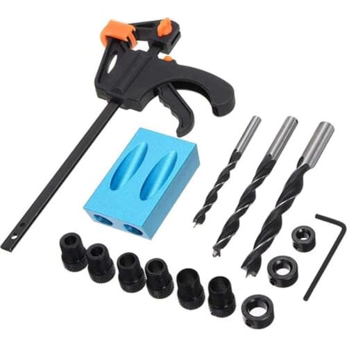 15Pcs 15 Degree Pocket Hole Jig Kit Oblique Hole Locator Woodworking 6/8/10mm Drilling Guide Carpentry Tool For Wood Jointing