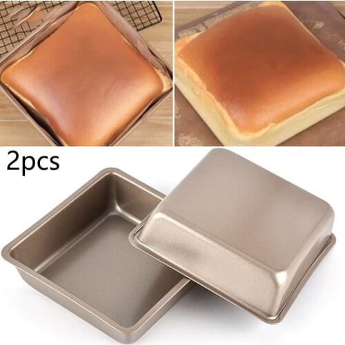 2PCS 4inch Cake Moulds Non-stick DIY Square Baking Pan Mold Kitchen Supply Adjustable Durable And Useful